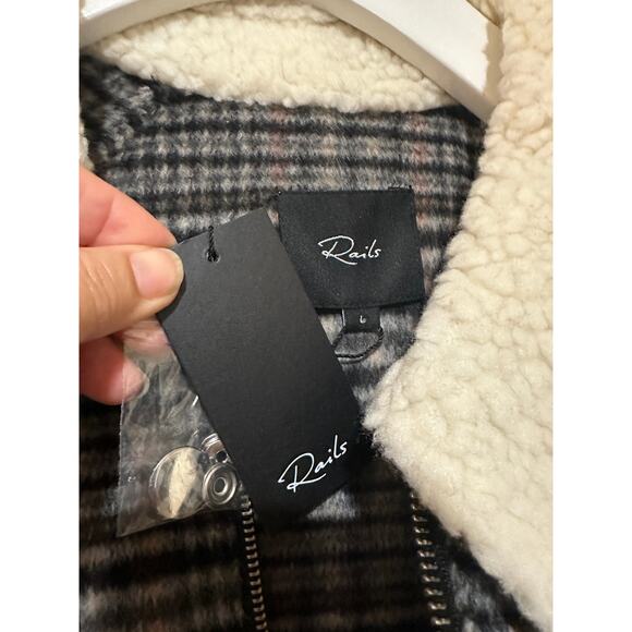 Rails Cheyenne Jacket Onyx Taupe Pink Wool Poly Blend Size Large NWT Stylish - Picture 3 of 16